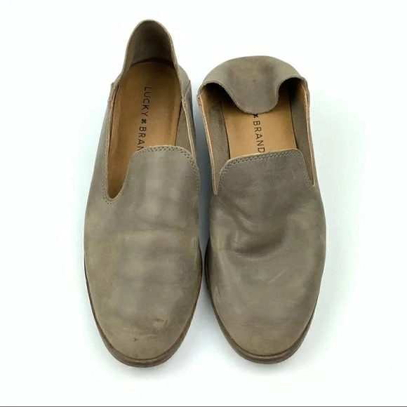 Lucky Brand womens Flats size 6.5 37 Cahill open gray Leather mule Academia - Picture 4 of 14